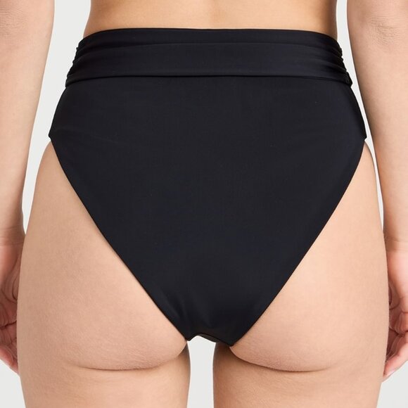 NWT Mara Hoffman Goldie High Waisted Tie Front Bikini Bottom in Black - Picture 2 of 5